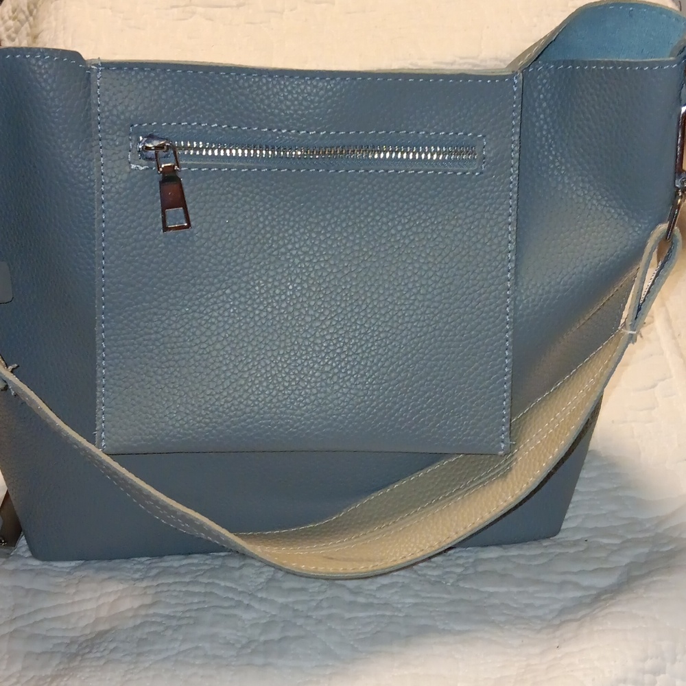 Vince Camuto Blue Shoulder Bag with Textured Leather